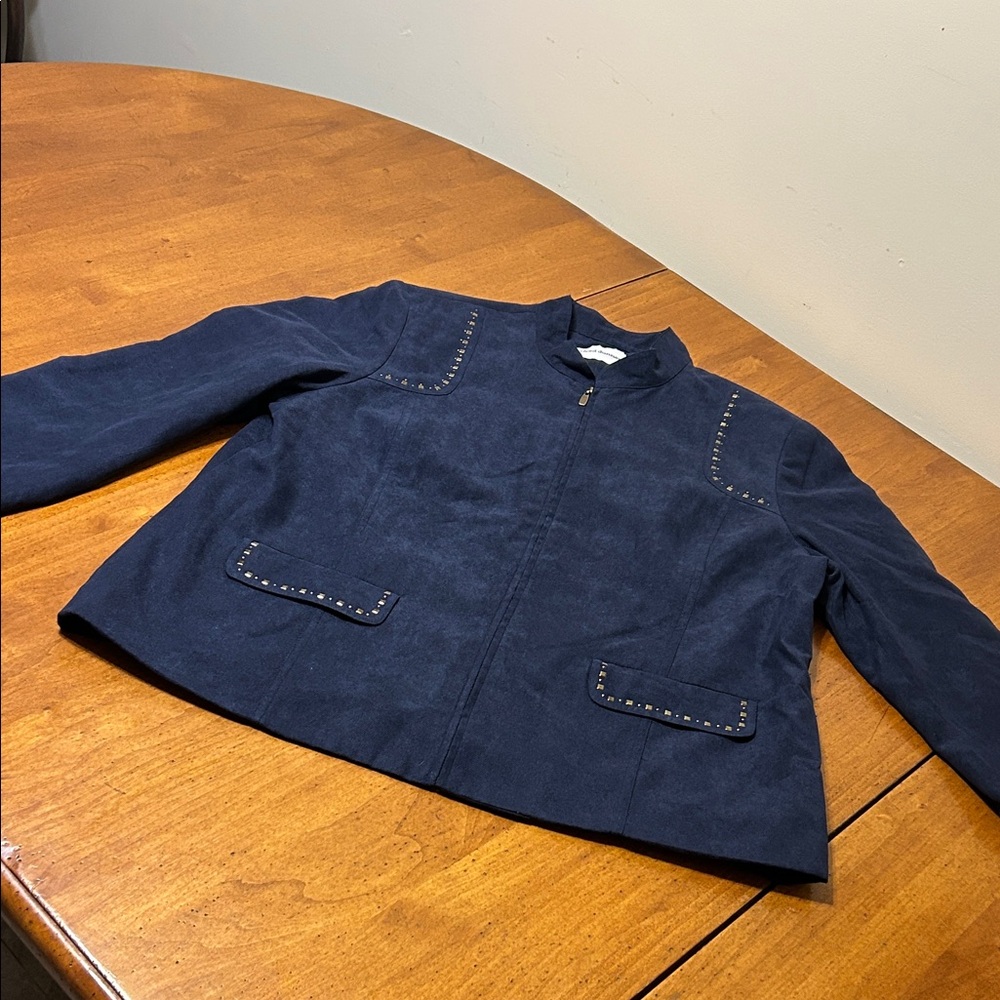 Alfred Dunner navy blue light suede jacket